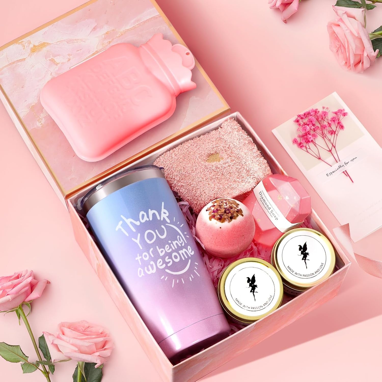 Unique Birthday Gifts Baskets,Valentines Day Gifts for Her for Women Girlfriend Wife, Relaxing Spa Care Basket Self Care Get Well Soon Gifts Set for Mom Her Friend Sister Wife Teacher