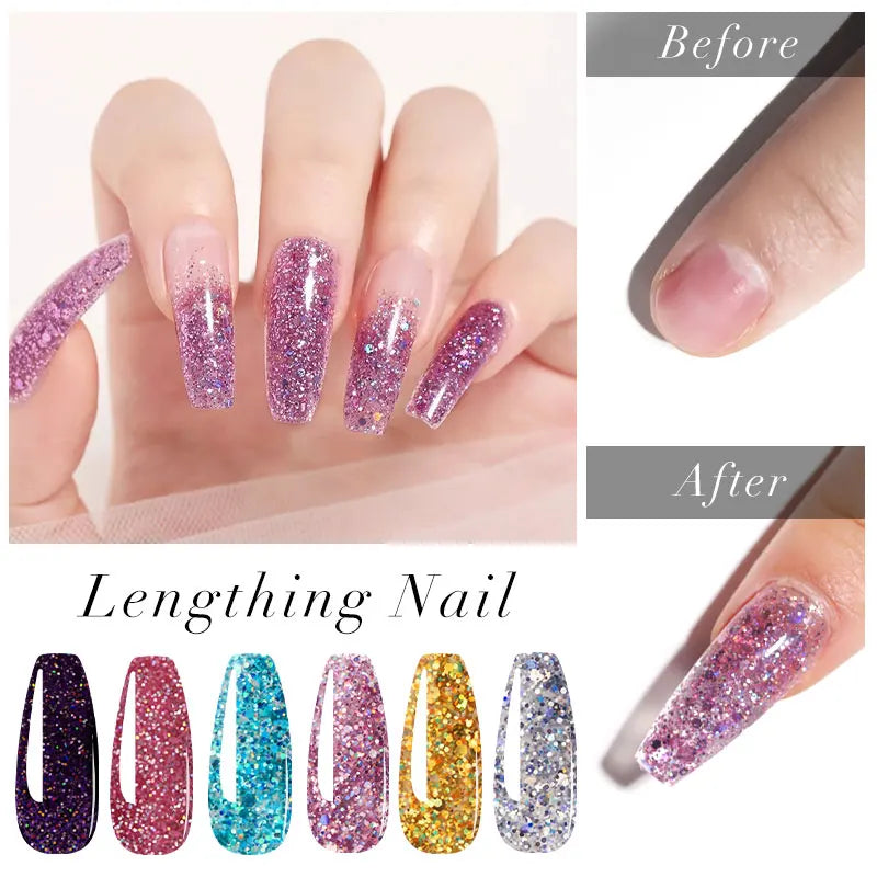 Poly Nail Gel Full Set with 6W LED Lamp Nail Set for Beginner Nail Tips Art 3D Design Decoration Extension Manicure Tools Kit