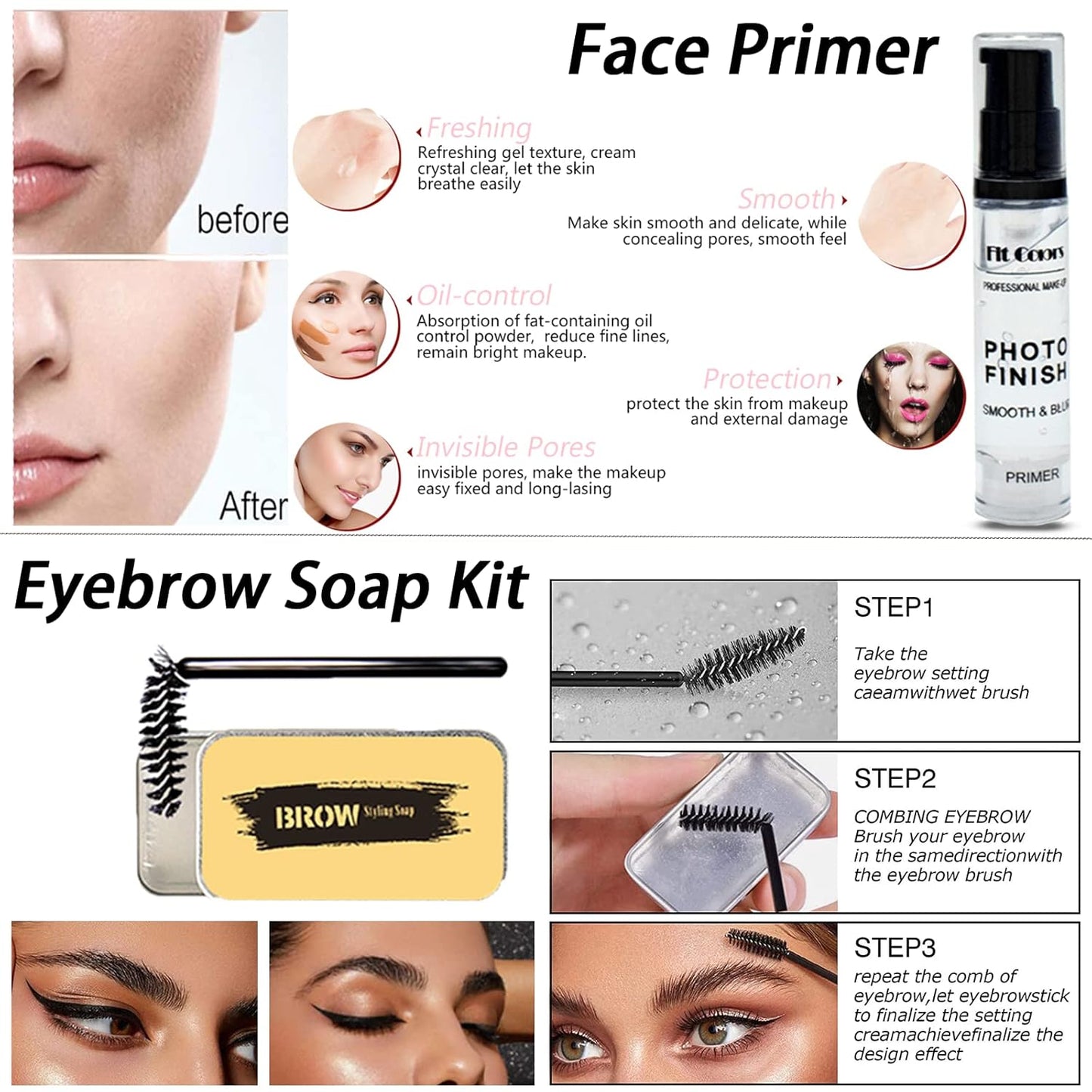 All in One Makeup Kit for Women Full Kit, Makeup Set 12 Colors Eyeshadow, Foundation & Primer, Lipsticks, Eyeliner, Mascara, Contour Stick, Brow Soap, Brush & Sponge, Make up Gift Set for Women, Teens
