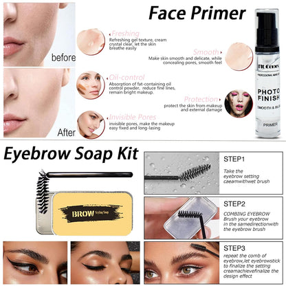 All in One Makeup Kit for Women Full Kit, Makeup Set 12 Colors Eyeshadow, Foundation & Primer, Lipsticks, Eyeliner, Mascara, Contour Stick, Brow Soap, Brush & Sponge, Make up Gift Set for Women, Teens