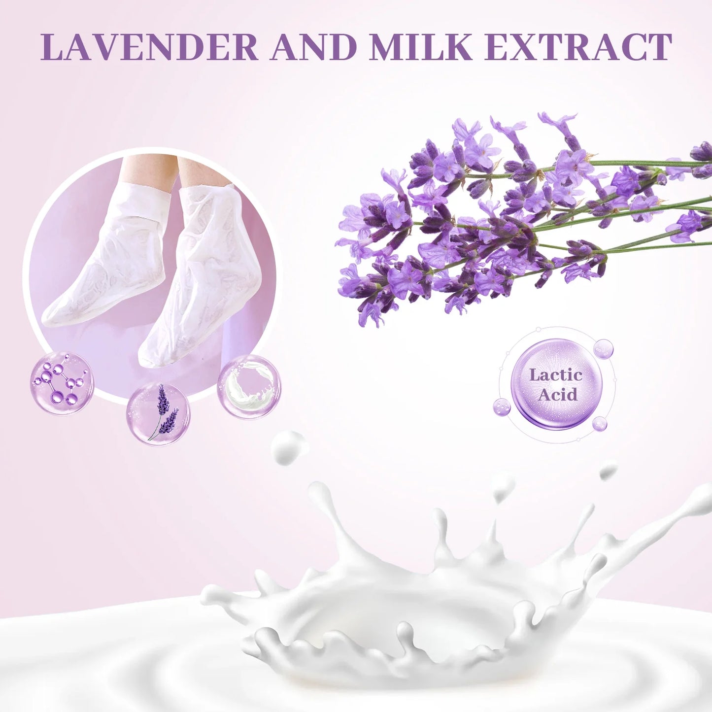 Berlaney Lavender Foot Peel Mask 3 Pairs, Calming Exfoliating Mask for Rough Feet