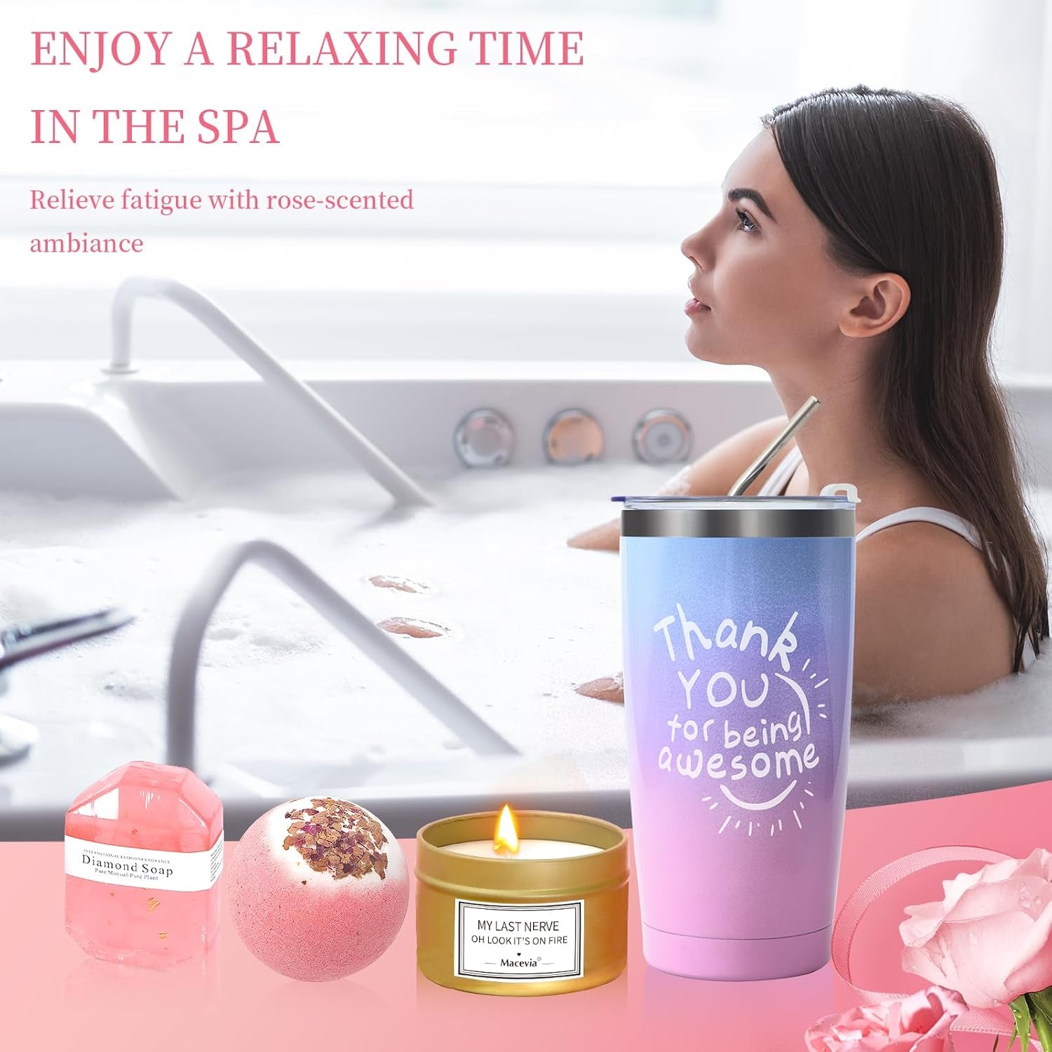Unique Birthday Gifts Baskets,Valentines Day Gifts for Her for Women Girlfriend Wife, Relaxing Spa Care Basket Self Care Get Well Soon Gifts Set for Mom Her Friend Sister Wife Teacher