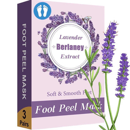 Berlaney Lavender Foot Peel Mask 3 Pairs, Calming Exfoliating Mask for Rough Feet