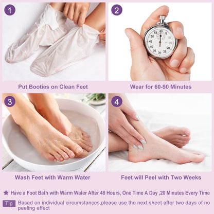 Berlaney Lavender Foot Peel Mask 3 Pairs, Calming Exfoliating Mask for Rough Feet