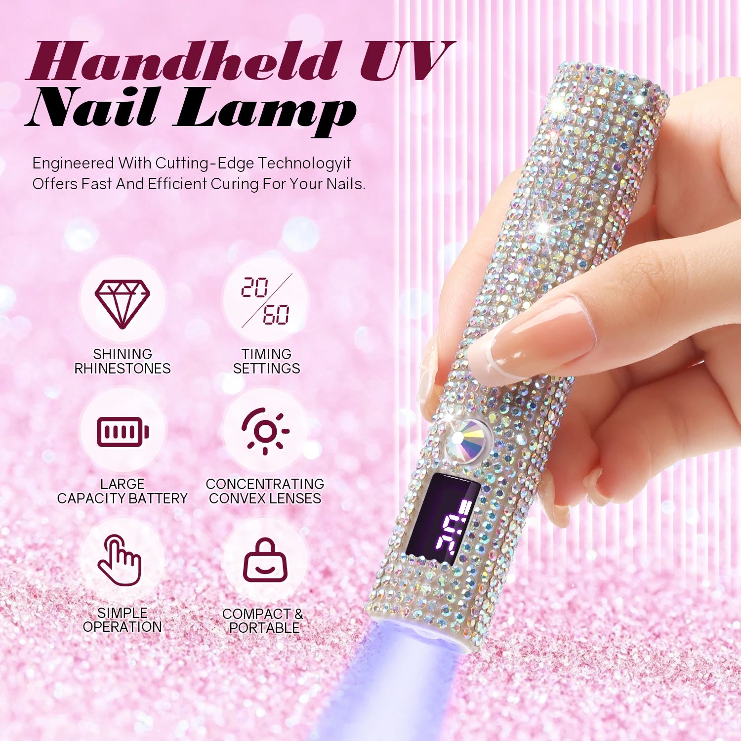 Handheld Nail Dryer Lamp UV/LED Nail Curing All Gel Polish Nail Art Tool USB Rechargeabl Quick Dry Nail Lamp