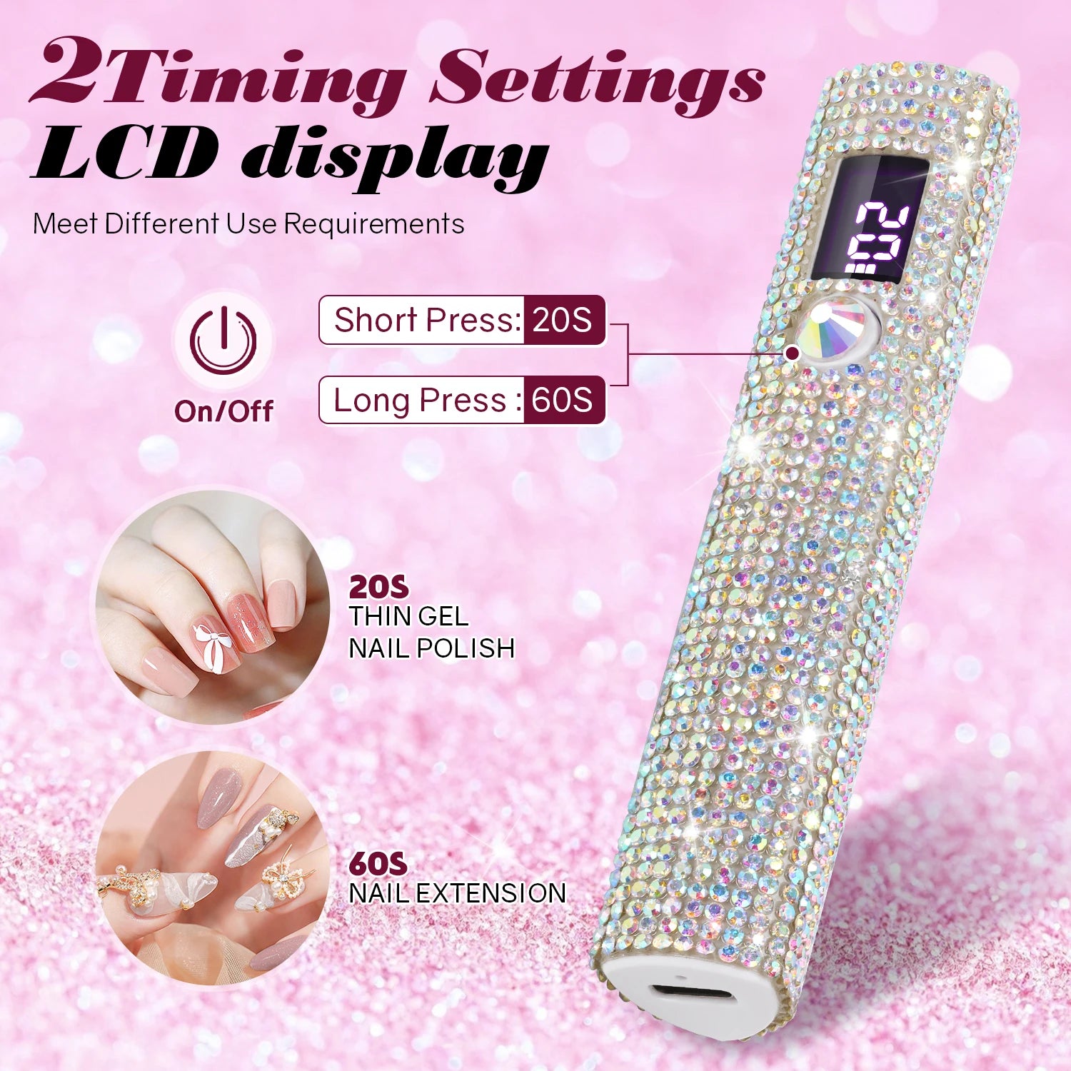 Handheld Nail Dryer Lamp UV/LED Nail Curing All Gel Polish Nail Art Tool USB Rechargeabl Quick Dry Nail Lamp